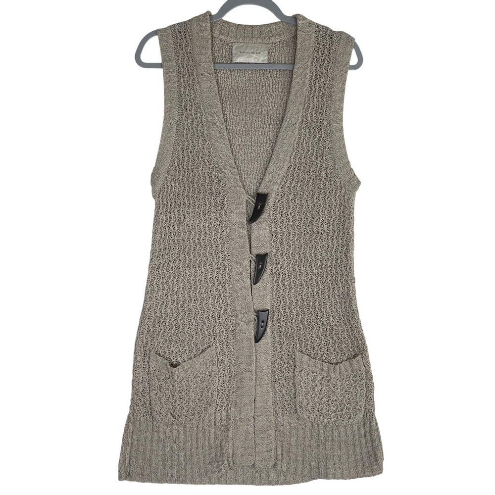 Brochu‎ Walker Crochet Knit Sleeveless Duster Vest with Toggle Closures M/L